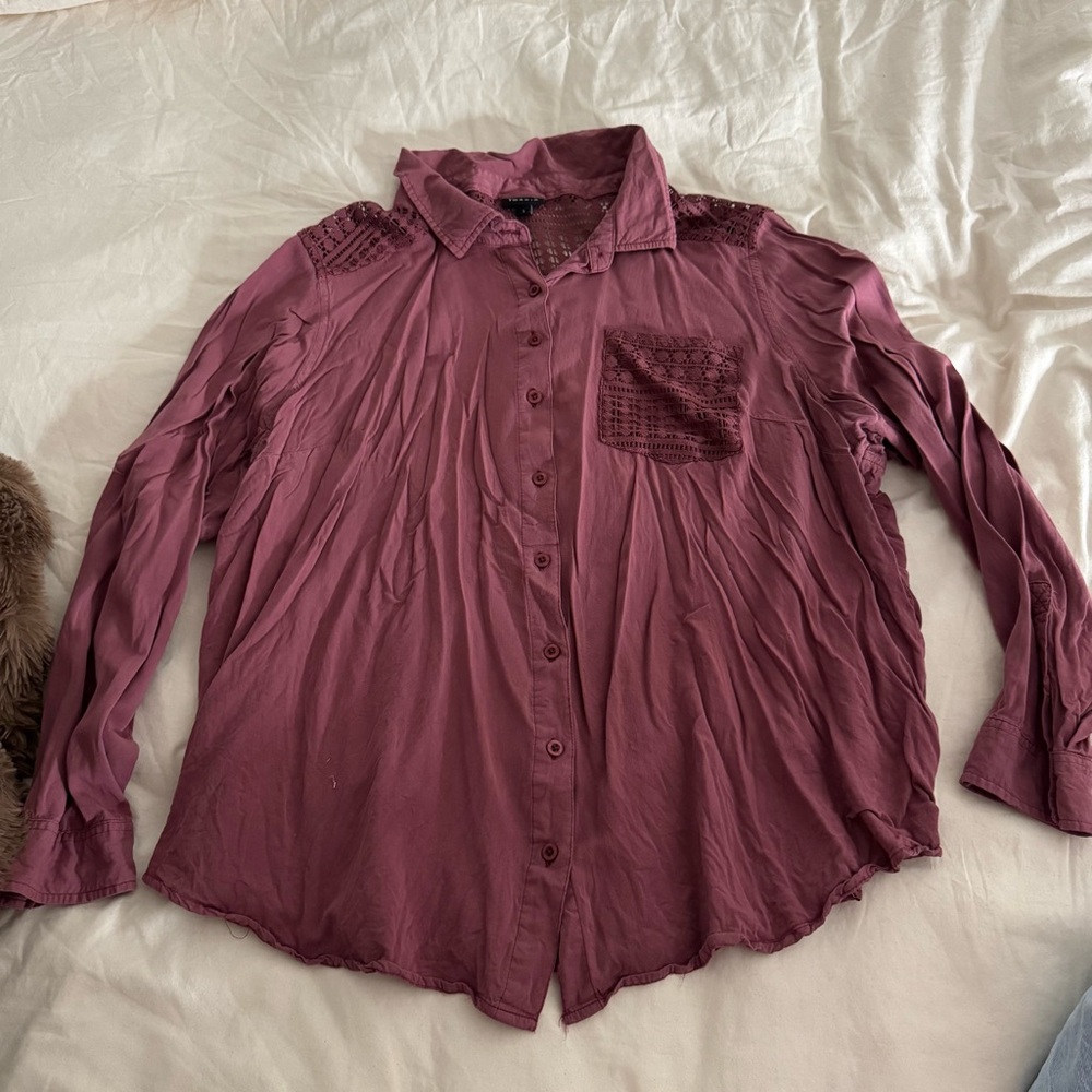 Torrid Dusty Rose Lace Detail Shirt sz 3